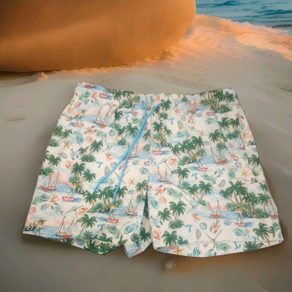 Caribbean Joe Tropical Swim Wear‎ Board Shorts Mens Lg  Pockets Yatch Beach
